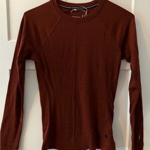 NWT Smartwool Thermal Merino Classic Baselayer Crew Top - Pecan Brown Heather, S